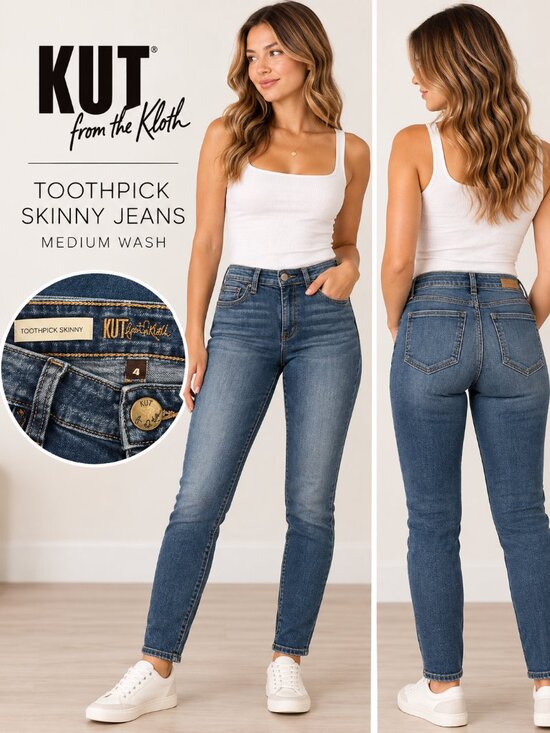 Kut from the Kloth Denim - KUT from the Kloth Toothpick Skinny Jeans - Medium Wash - Size 4